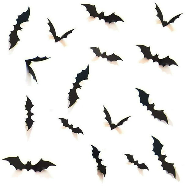 4 Different Sizes Realistic PVC Scary Black Bat Sticker for Home Decor DIY Wall Decal Bathroom Indoor Hallowmas Party Supplies Coogam 60PCS Halloween 3D Bats Decoration 2021 Upgraded 